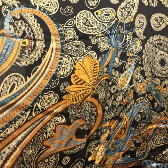 La Fiorentina brown blue Paisley rabbit fur scarf shawl poncho Made in Itlay - Picture 4 of 7